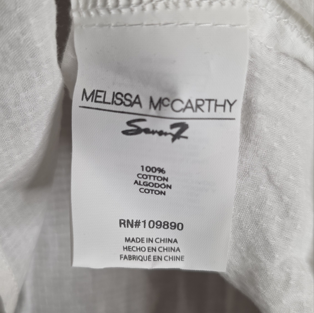 Melissa McCarthy Seven7 White Cotton Blouse NWT Size 2X - Picture 3 of 4